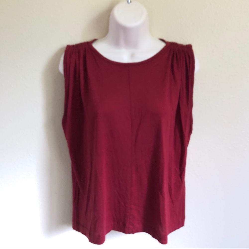 Large Madewell Ruched Shoulder Tank Rust Color - Picture 2 of 10